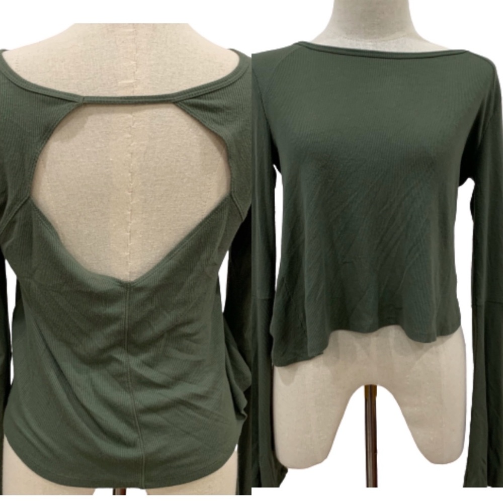 Hollister olive green bell sleeve long sleeve top